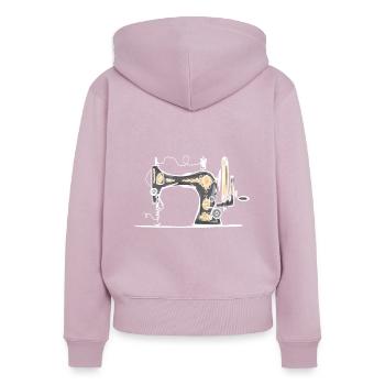 Nähmaschine Näherin Schneiderin - Frauen Premium Bio Zip Hoodie - Altrosa - Hinten - Julia (174cm)