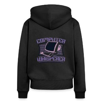 Computer Whisperer Admin IT-Betrieb Administrator - Frauen Premium Bio Zip Hoodie - Schwarz - Hinten - Julia (174cm)