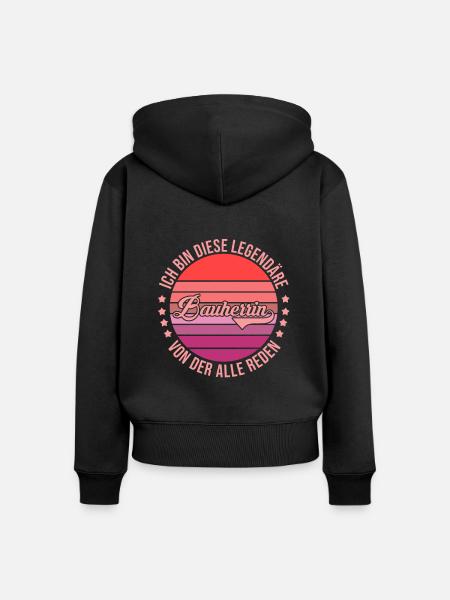 Bauherrin - Frauen Premium Bio Zip Hoodie - Schwarz