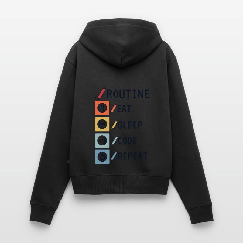 Routine Eat Sleep Code Repeat Developer Coder Sweat à capuche zippé Premium bio Femme