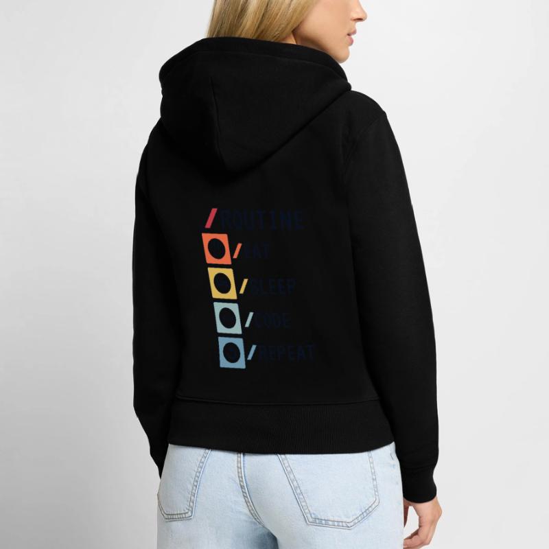Routine Eat Sleep Code Repeat Developer Coder Sweat à capuche zippé Premium bio Femme