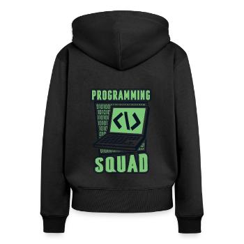 Programming Squad Softwareentwickler Developer - Frauen Premium Bio Zip Hoodie - Schwarz - Hinten - Julia (174cm)