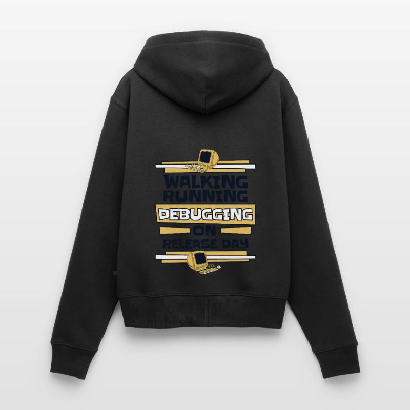 Walking Running Debugging Release Day Coder Sweat à capuche zippé Premium bio Femme