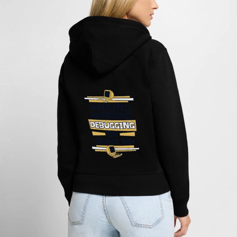 Walking Running Debugging Release Day Coder Sweat à capuche zippé Premium bio Femme