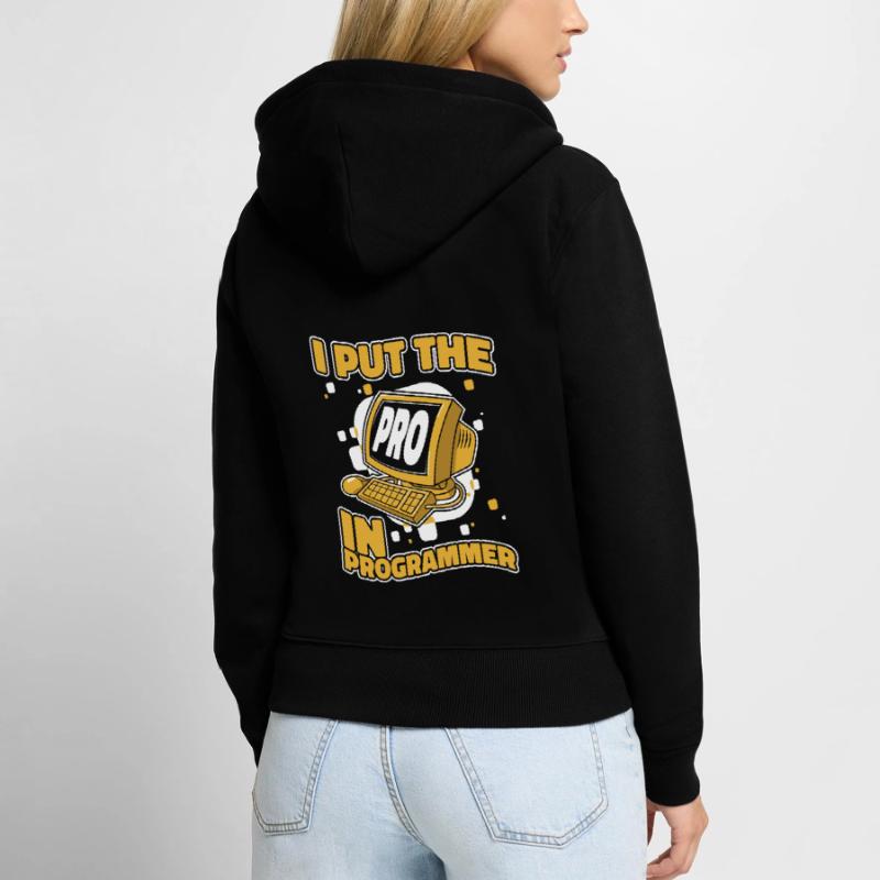 J’ai mis le pro dans Programmeur Developer Coder Sweat à capuche zippé Premium bio Femme