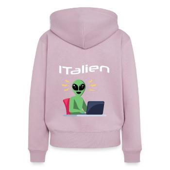 ITalien Alien Informatiker Hacker Coder - Frauen Premium Bio Zip Hoodie - Altrosa - Hinten - Julia (174cm)