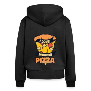 J’adore faire pizza four pizza pizza plateau pizza - Sweat à capuche zippé Premium bio Femme - noir - Dos - Julia (174cm)