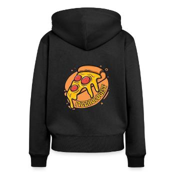 Pizzaologist Pizzablech Pizzaofen Pizza - Frauen Premium Bio Zip Hoodie - Schwarz - Hinten - Julia (174cm)