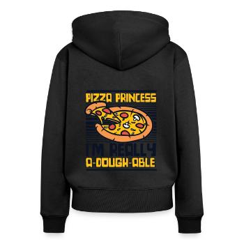 Pizza Princess Pizza Pizzablech Pizzaofen - Frauen Premium Bio Zip Hoodie - Schwarz - Hinten - Julia (174cm)