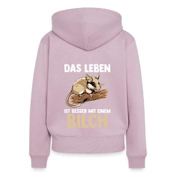 Bilch - Frauen Premium Bio Zip Hoodie - Altrosa - Hinten - Julia (174cm)