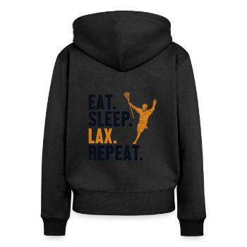 Mangez Sleep Lax Répétez Intercrosse Lax Player - Sweat à capuche zippé Premium bio Femme - noir - Dos - Julia (174cm)