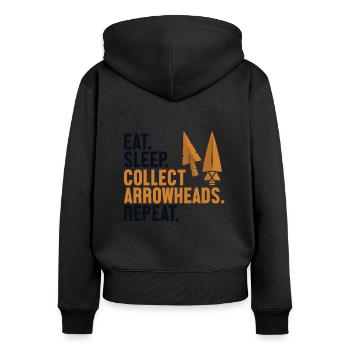 Eat Sleep Collect Arrowheads Repeat Jagdspitzen - Women's Premium Organic Zip Hoodie - black - Back - Julia (174cm)