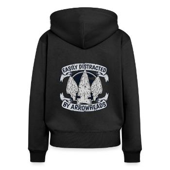 Easily Distracted By Arrowheads Jagdspitzen - Women's Premium Organic Zip Hoodie - black - Back - Julia (174cm)