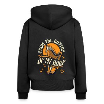 From The Bottom Of My Harp Harp Music Harp - Women's Premium Organic Zip Hoodie - black - Back - Julia (174cm)