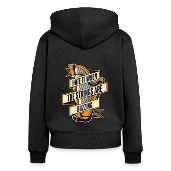 Hate It When The Strings Are Buzzing Harp - Women's Premium Organic Zip Hoodie - black - Back - Julia (174cm)