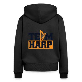 Team Harp Harfe Konzertharfe Harfenmusik - Frauen Premium Bio Zip Hoodie - Schwarz - Hinten - Julia (174cm)
