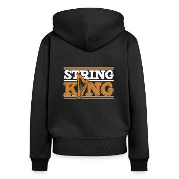String King Harfenmusik Harfe Konzertharfe - Frauen Premium Bio Zip Hoodie - Schwarz - Hinten - Julia (174cm)