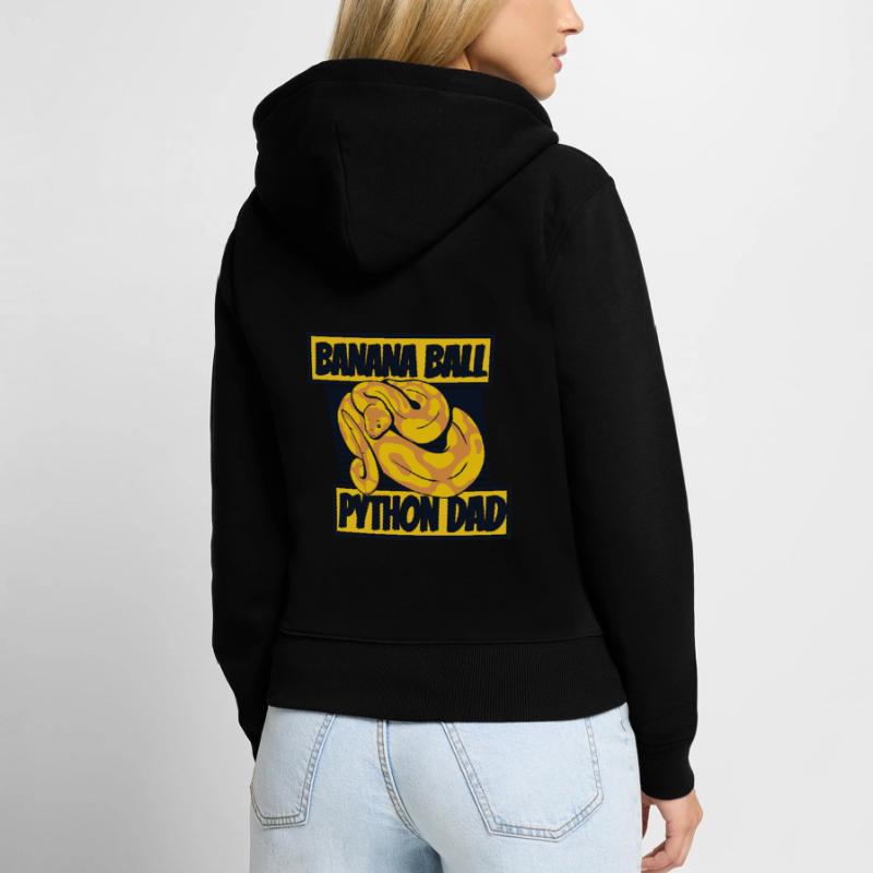 Boule de banane Python Papa Python Serpent Banane Sweat à capuche zippé Premium bio Femme
