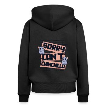 Désolé ne peut pas Chinchilla Longtail Longhair - Sweat à capuche zippé Premium bio Femme - noir - Dos - Julia (174cm)