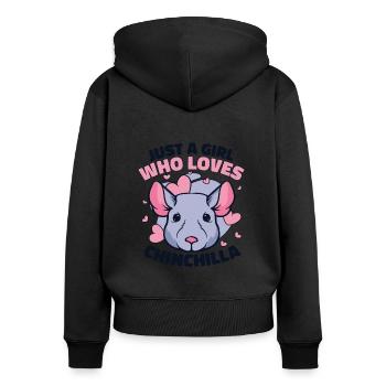 A Girl Who Loves Chinchilla Longhair Shorttail - Women's Premium Organic Zip Hoodie - black - Back - Julia (174cm)