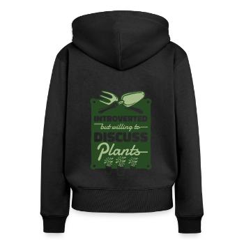 Introverted But Willing To Discuss Plants - Women's Premium Organic Zip Hoodie - black - Back - Julia (174cm)