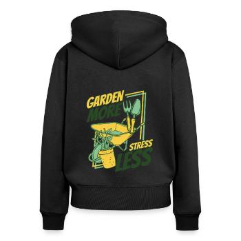 Jardin Plus de stress Moins de potager Jardin Horticulture - Sweat à capuche zippé Premium bio Femme - noir - Dos - Julia (174cm)