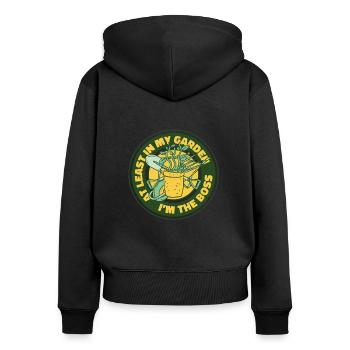 Au moins dans mon jardin potager - Sweat à capuche zippé Premium bio Femme - noir - Dos - Julia (174cm)
