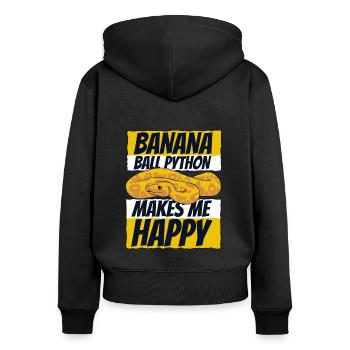 Makes Me Happy Snake Python Banana Ball Python - Women's Premium Organic Zip Hoodie - black - Back - Julia (174cm)