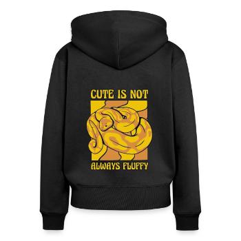Cute Is Not Always Fluffy Python Snake Banana - Women's Premium Organic Zip Hoodie - black - Back - Julia (174cm)
