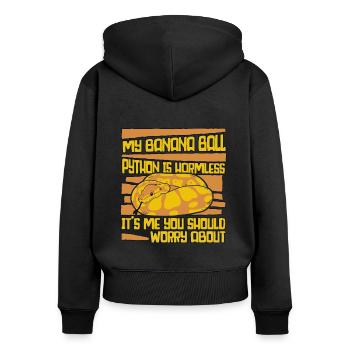 C’est moi que tu devrais t’inquiéter de Python Banana Ball - Sweat à capuche zippé Premium bio Femme - noir - Dos - Julia (174cm)