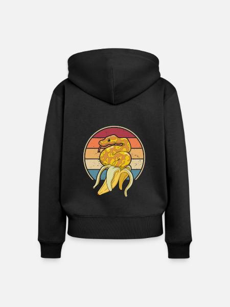 Retro Schlange Schuppenkriechtiere Python Banana - Frauen Premium Bio Zip Hoodie - Schwarz