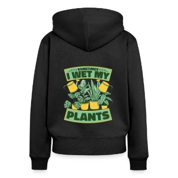 Parfois, je mouille mes plantes horticole Jardin de jardins familiaux - Sweat à capuche zippé Premium bio Femme - noir - Dos - Julia (174cm)