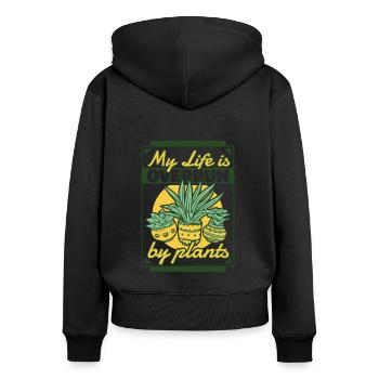 My Life is Overrun By Plants Gartenbau Gärtner - Frauen Premium Bio Zip Hoodie - Schwarz - Hinten - Julia (174cm)