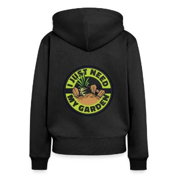 J’ai juste besoin de mon jardin potager jardin horticulture - Sweat à capuche zippé Premium bio Femme - noir - Dos - Julia (174cm)