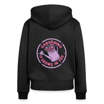 Le jardinage pousse en vous Parcelle horticole - Sweat à capuche zippé Premium bio Femme - noir - Dos - Julia (174cm)