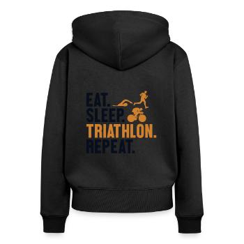 Eat Sleep Triathlon Repeat Triathlete Training - Women's Premium Organic Zip Hoodie - black - Back - Julia (174cm)