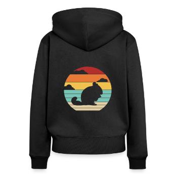 Retro Langschwanz Langhaar Kurzschwanz Züchter - Frauen Premium Bio Zip Hoodie - Schwarz - Hinten - Julia (174cm)
