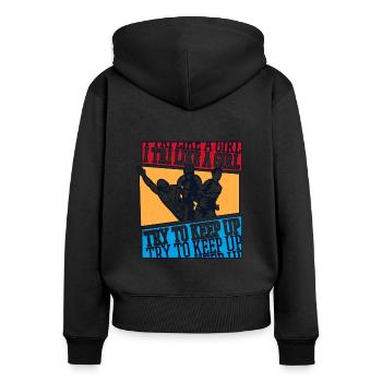 I TRI Like A Girl Try To Keep Up Triathlet Profi - Frauen Premium Bio Zip Hoodie - Schwarz - Hinten - Julia (174cm)