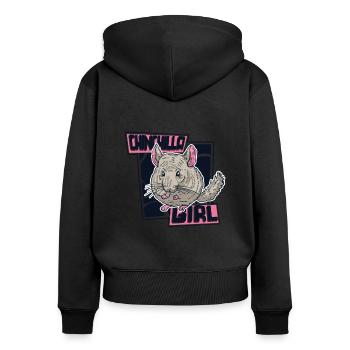 Chinchilla Girl Longhair Shorttail Long Tail - Women's Premium Organic Zip Hoodie - black - Back - Julia (174cm)