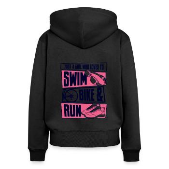 A Girl Who Loves Swim Bike Run Training Triathlet - Frauen Premium Bio Zip Hoodie - Schwarz - Hinten - Julia (174cm)