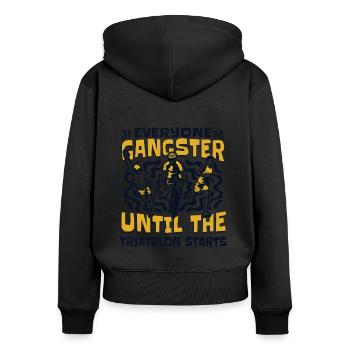 Tout le monde gangster jusqu’au début de la formation Profi - Sweat à capuche zippé Premium bio Femme - noir - Dos - Julia (174cm)