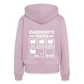 Hund Zwergspitz - Frauen Premium Bio Zip Hoodie - Altrosa - Hinten - Julia (174cm)