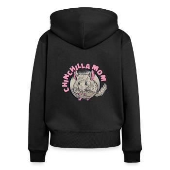 Chinchilla Mom Longhair Short-tailed Longtail - Women's Premium Organic Zip Hoodie - black - Back - Julia (174cm)