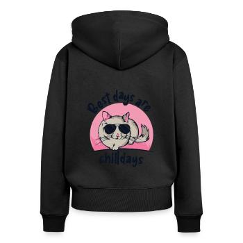 Best Days Are Chilldays Longtail Longhair - Women's Premium Organic Zip Hoodie - black - Back - Julia (174cm)
