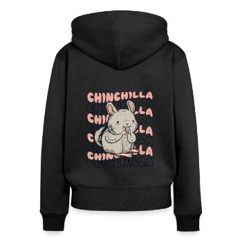 Chinchilla Longhair Shorttail Longtail - Sweat à capuche zippé Premium bio Femme - noir - Dos - Julia (174cm)