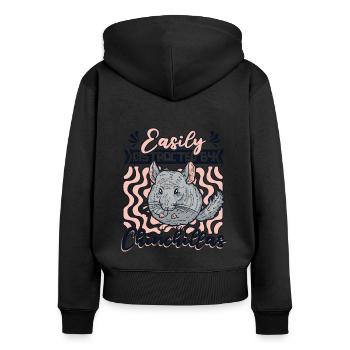 Easily Distracted By Chinchillas Longhair Breeders - Women's Premium Organic Zip Hoodie - black - Back - Julia (174cm)