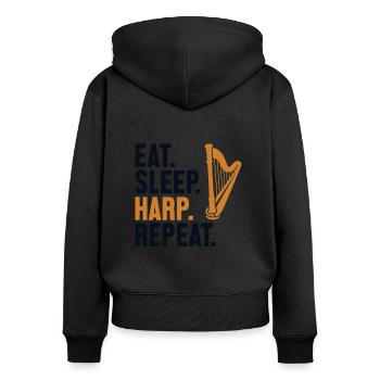 Eat Sleep Harp Repeat Harp Concert Harp - Women's Premium Organic Zip Hoodie - black - Back - Julia (174cm)
