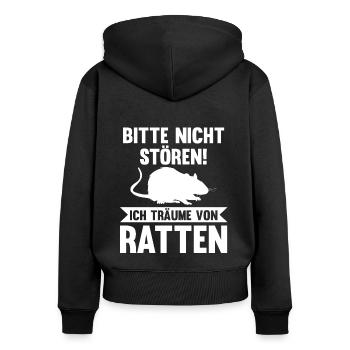 Nagetier Ratte Ratten - Frauen Premium Bio Zip Hoodie - Schwarz - Hinten - Julia (174cm)