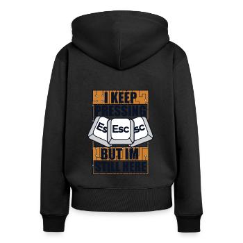 I Keep Pressing Esc Informatiker Admin - Frauen Premium Bio Zip Hoodie - Schwarz - Hinten - Julia (174cm)
