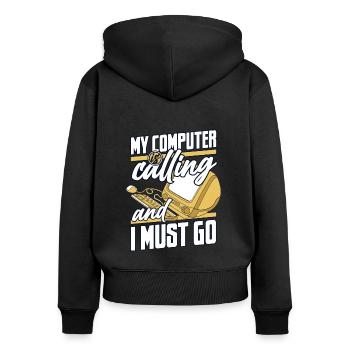 Mon ordinateur appelle l’informaticien des opérations informatiques - Sweat à capuche zippé Premium bio Femme - noir - Dos - Julia (174cm)